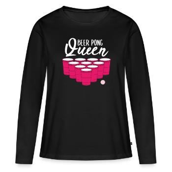 Beer Pong Queen Beer Pong Funny Gift - Women's Premium Organic Long Sleeve Shirt - black - Front - Julia (174cm)