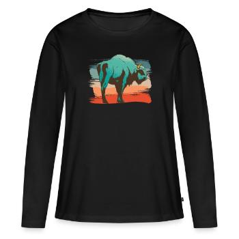 Illustration de bisons animaux - T-shirt manches longues Premium bio Femme - noir - Devant - Julia (174cm)