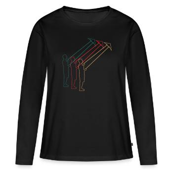 Hang Gliding Kite Flying Retro Gift - Women's Premium Organic Long Sleeve Shirt - black - Front - Julia (174cm)