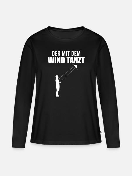 Drachensteigen Spruch Drachenfliegen Geschenk - Frauen Premium Bio Langarmshirt - Schwarz