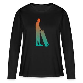 Skater Skateboard Fahrer Skateboardfahrer - Frauen Premium Bio Langarmshirt - Schwarz - Vorne - Julia (174cm)