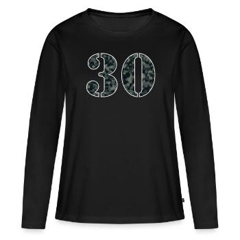 Robuste 30 Militär Stil Geburtstagsgeschenk - Frauen Premium Bio Langarmshirt - Schwarz - Vorne - Julia (174cm)