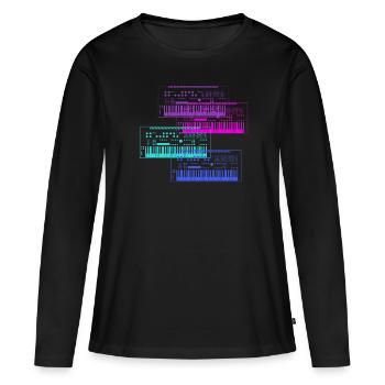 Synthesizer Sammlung Musik Design - Frauen Premium Bio Langarmshirt - Schwarz - Vorne - Julia (174cm)