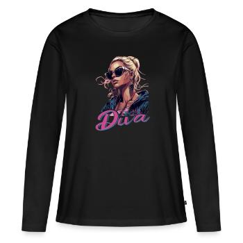 Faisceau Radiant Diva - T-shirt manches longues Premium bio Femme - noir - Devant - Julia (174cm)