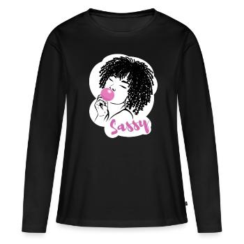 Sassy Chic with Afro Charm - Women's Premium Organic Long Sleeve Shirt - black - Front - Julia (174cm)