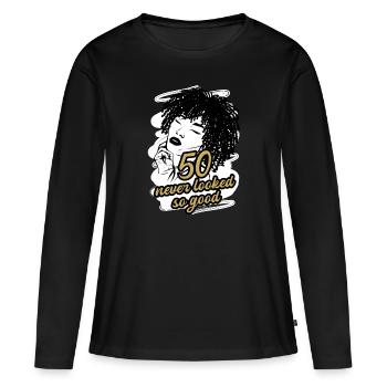 Célébration de l’âge d’or des années 50 - T-shirt manches longues Premium bio Femme - noir - Devant - Julia (174cm)