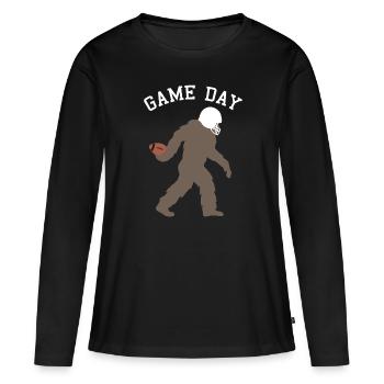 Bigfoot Quarterback Silhouette d’athlète - T-shirt manches longues Premium bio Femme - noir - Devant - Julia (174cm)