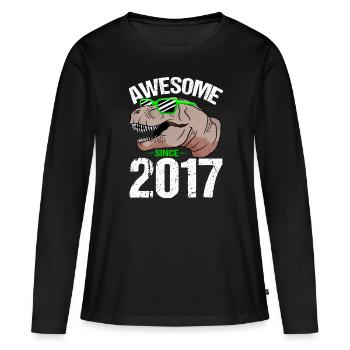 La légende du T-Rex est à succès depuis 2017 - T-shirt manches longues Premium bio Femme - noir - Devant - Julia (174cm)