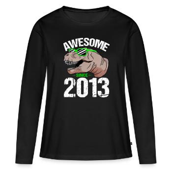 Force élémentaire du T-Rex depuis 2013 Anniversaire - T-shirt manches longues Premium bio Femme - noir - Devant - Julia (174cm)