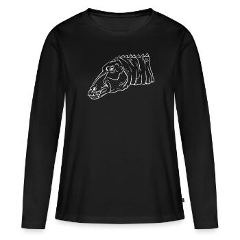 Œuvres d’art de Silhouettes de dinosaures primitifs - T-shirt manches longues Premium bio Femme - noir - Devant - Julia (174cm)