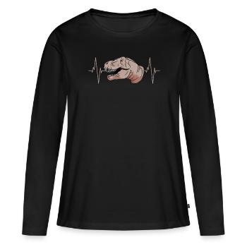 T-Rex Herzschlag Urzeit Geschenk - Frauen Premium Bio Langarmshirt - Schwarz - Vorne - Julia (174cm)