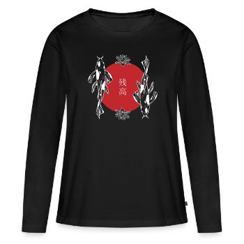 Koi Duo Harmony Feng Shui Zen - T-shirt manches longues Premium bio Femme - noir - Devant - Julia (174cm)