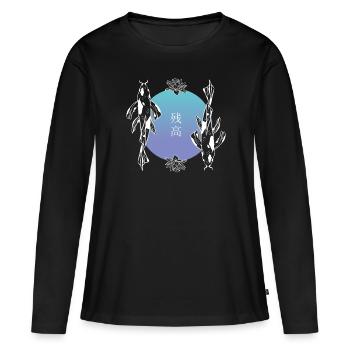 Koi Duo Harmony Feng Shui Zen - T-shirt manches longues Premium bio Femme - noir - Devant - Julia (174cm)
