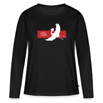 Grue et Lotus Harmony Symbolisme - T-shirt manches longues Premium bio Femme - noir - Devant - Julia (174cm)