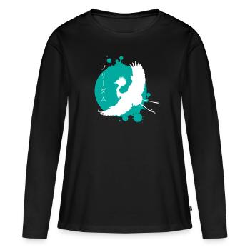 Dynamique de la grue et art des personnages - T-shirt manches longues Premium bio Femme - noir - Devant - Julia (174cm)