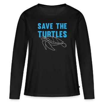 Protège les tortues Cadeau éco-conscient - T-shirt manches longues Premium bio Femme - noir - Devant - Julia (174cm)