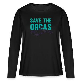 Protects the Orcas Eco-Conscious Gift - Women's Premium Organic Long Sleeve Shirt - black - Front - Julia (174cm)
