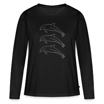 Dauphin Trio Oceanic Harmony cadeau - T-shirt manches longues Premium bio Femme - noir - Devant - Julia (174cm)