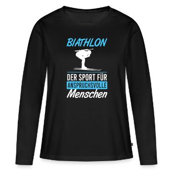 Biathlon – Défi et précision - T-shirt manches longues Premium bio Femme - noir - Devant - Julia (174cm)