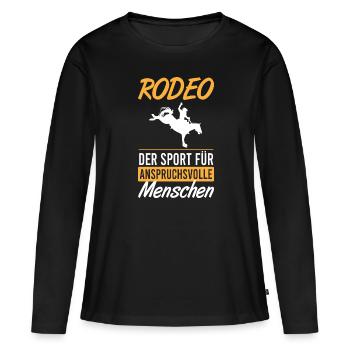 Rodéo – sport de haut niveau - T-shirt manches longues Premium bio Femme - noir - Devant - Julia (174cm)