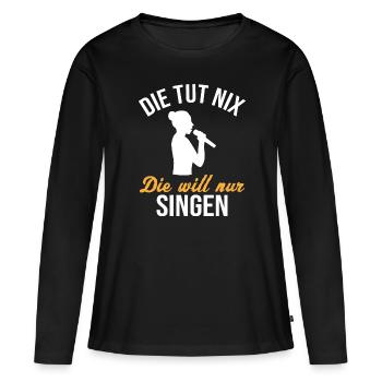 Chanteur Innocent - Cadeau - T-shirt manches longues Premium bio Femme - noir - Devant - Julia (174cm)