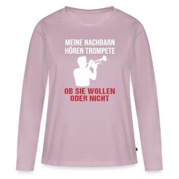 Sons de trompette – Concert de quartier - T-shirt manches longues Premium bio Femme - rose poudré - Devant - Julia (174cm)