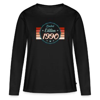 des années 1990 spécial rétro cadeau point culminant - T-shirt manches longues Premium bio Femme - noir - Devant - Julia (174cm)