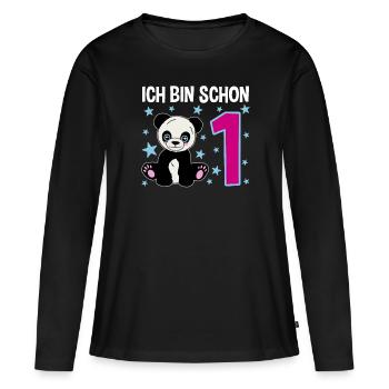 Panda Darling – 1 an de pur bonheur - T-shirt manches longues Premium bio Femme - noir - Devant - Julia (174cm)