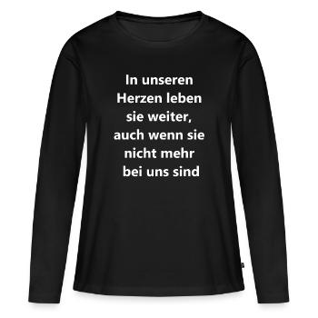 Cadeau souvenir inoubliable - T-shirt manches longues Premium bio Femme - noir - Devant - Julia (174cm)