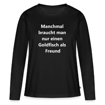 Goldiger Begleiter - Frauen Premium Bio Langarmshirt - Schwarz - Vorne - Julia (174cm)