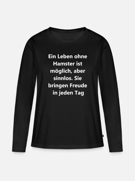 Hamsterspaß zum Verschenken - Frauen Premium Bio Langarmshirt - Schwarz