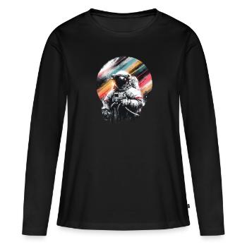 Greifen Sie Nach Den Sternen Mit Unserem - Frauen Premium Bio Langarmshirt - Schwarz - Vorne - Julia (174cm)