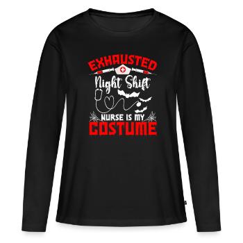 Halloween Erschöpfte Nachtschichtkrankenschwester - Frauen Premium Bio Langarmshirt - Schwarz - Vorne - Julia (174cm)