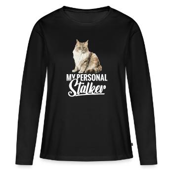 Cat: My personal stalker - Women's Premium Organic Long Sleeve Shirt - black - Front - Julia (174cm)