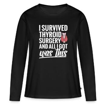 J’ai survécu à une opération de la thyroïde et - T-shirt manches longues Premium bio Femme - noir - Devant - Julia (174cm)