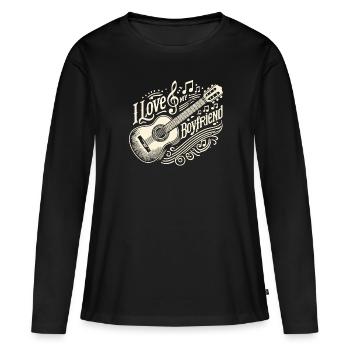 J’aime mon copain - T-shirt manches longues Premium bio Femme - noir - Devant - Julia (174cm)