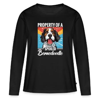 Propriété d’un Bernedoodle gâté - T-shirt manches longues Premium bio Femme - noir - Devant - Julia (174cm)