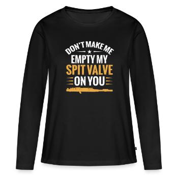 Piccolos ne me fais pas vider ma valve de salive sur toi - T-shirt manches longues Premium bio Femme - noir - Devant - Julia (174cm)