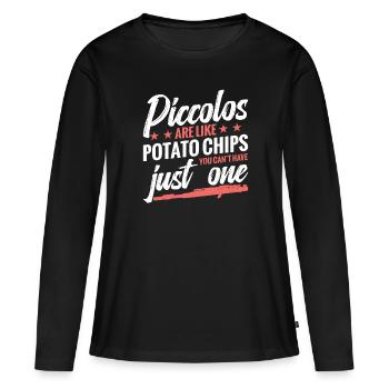 Les piccolos sont comme des chips que vous ne pouvez pas - T-shirt manches longues Premium bio Femme - noir - Devant - Julia (174cm)