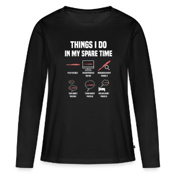 Thèmes Piccolo que je fais pendant mon temps libre - T-shirt manches longues Premium bio Femme - noir - Devant - Julia (174cm)
