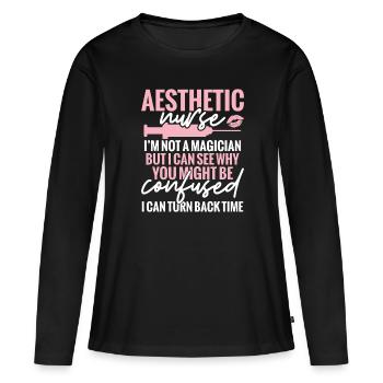 Infirmière esthétique Je ne suis pas une - T-shirt manches longues Premium bio Femme - noir - Devant - Julia (174cm)