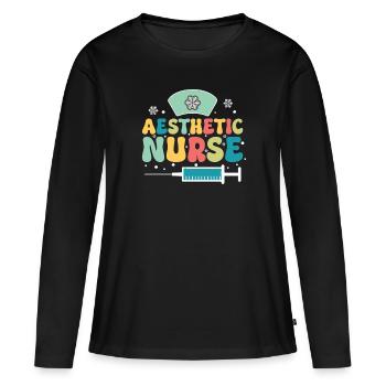 Infirmière esthétique Je ne suis pas une - T-shirt manches longues Premium bio Femme - noir - Devant - Julia (174cm)