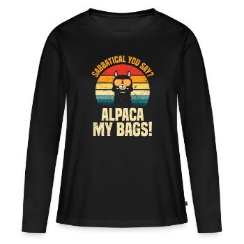 Sabbatique vous dites alpaga mes sacs ! - T-shirt manches longues Premium bio Femme - noir - Devant - Julia (174cm)