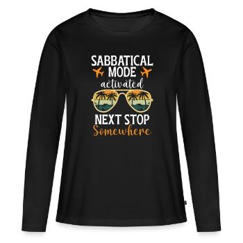 Mode sabbatique activé : prochain arrêt quelque part - T-shirt manches longues Premium bio Femme - noir - Devant - Julia (174cm)