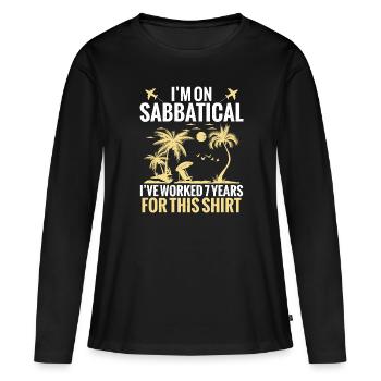Je prends une année sabbatique, j’ai 7 ans pour ça - T-shirt manches longues Premium bio Femme - noir - Devant - Julia (174cm)