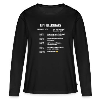 Infirmière esthétique Journal de remplissage des lèvres - T-shirt manches longues Premium bio Femme - noir - Devant - Julia (174cm)
