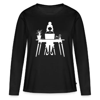 Apprendre Femme Emploi Informatique - T-shirt manches longues Premium bio Femme - noir - Devant - Julia (174cm)