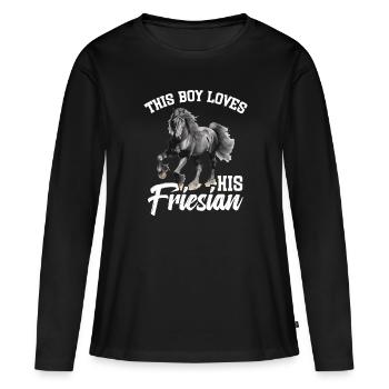 This boy loves his Frisian - Women's Premium Organic Long Sleeve Shirt - black - Front - Julia (174cm)