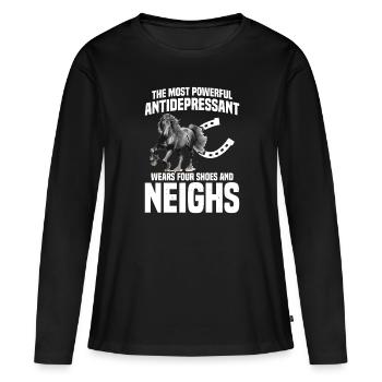 Frisian, Boy, Love, Horse, Frisian - Women's Premium Organic Long Sleeve Shirt - black - Front - Julia (174cm)