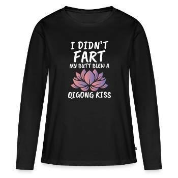 Je n’ai pas embrassé mes fesses - T-shirt manches longues Premium bio Femme - noir - Devant - Julia (174cm)